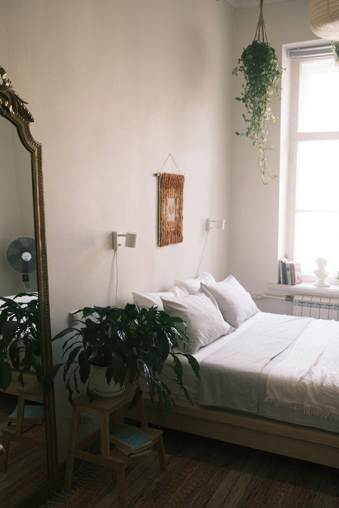 a bed in a room