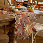 Autumn Maple Leaf Embroidered Table Runner & Placemats