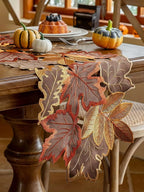Autumn Maple Leaf Embroidered Table Runner & Placemats