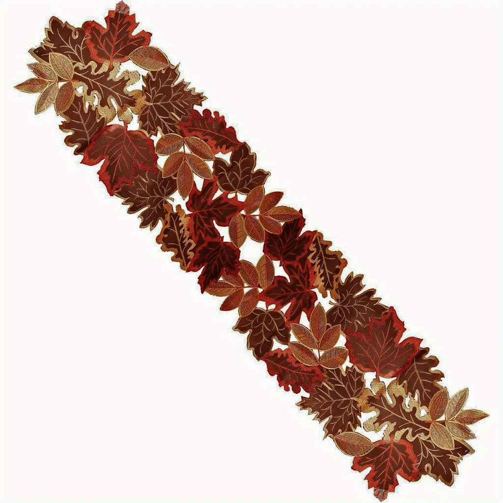 Autumn Maple Leaf Embroidered Table Runner & Placemats