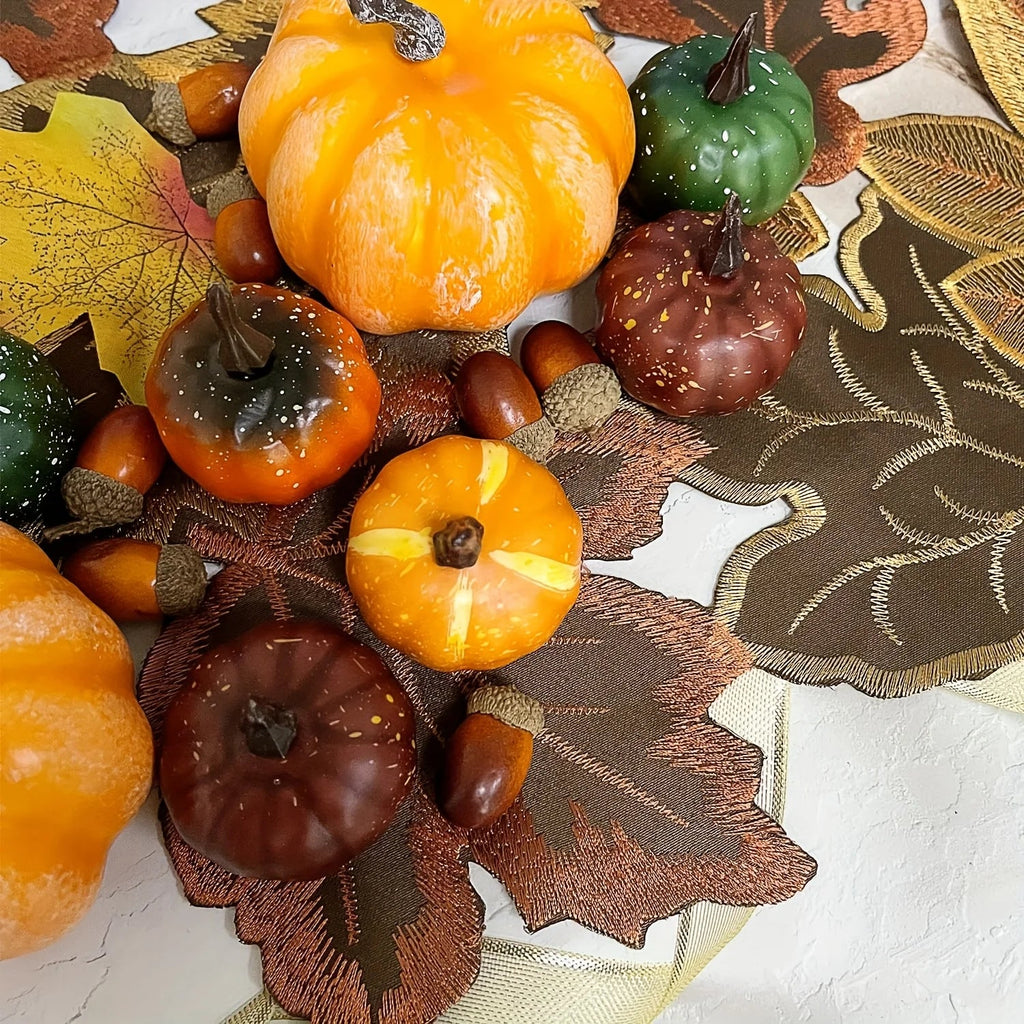 Autumn Maple Leaf Embroidered Table Runner & Placemats