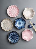 Ceramic Flower Sauce Dish – Mini Porcelain Dipping Bowl for Soy Sauce, Nuts & Charcuterie