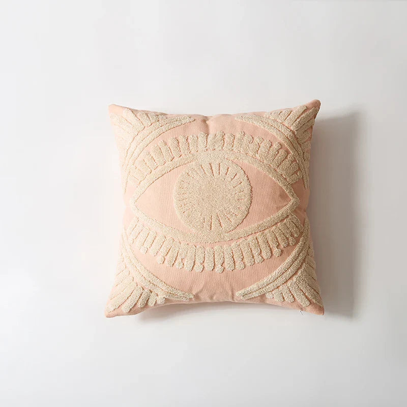 Evil Eye Embroidered Cotton Cushion Cover