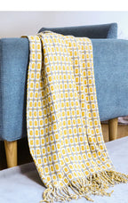 Textile Knitted Checkered Throw Blanket – Soft Acrylic with Tassels