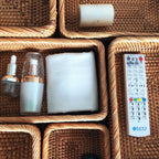 Handwoven Rectangular Rattan Basket – Boho Wicker Storage Bin for Fruit, Snacks, Tea, Bread, or Home Organization