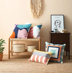 Abstract Geometric Embroidered Cushion Cover – Colorful Boho Pillowcase