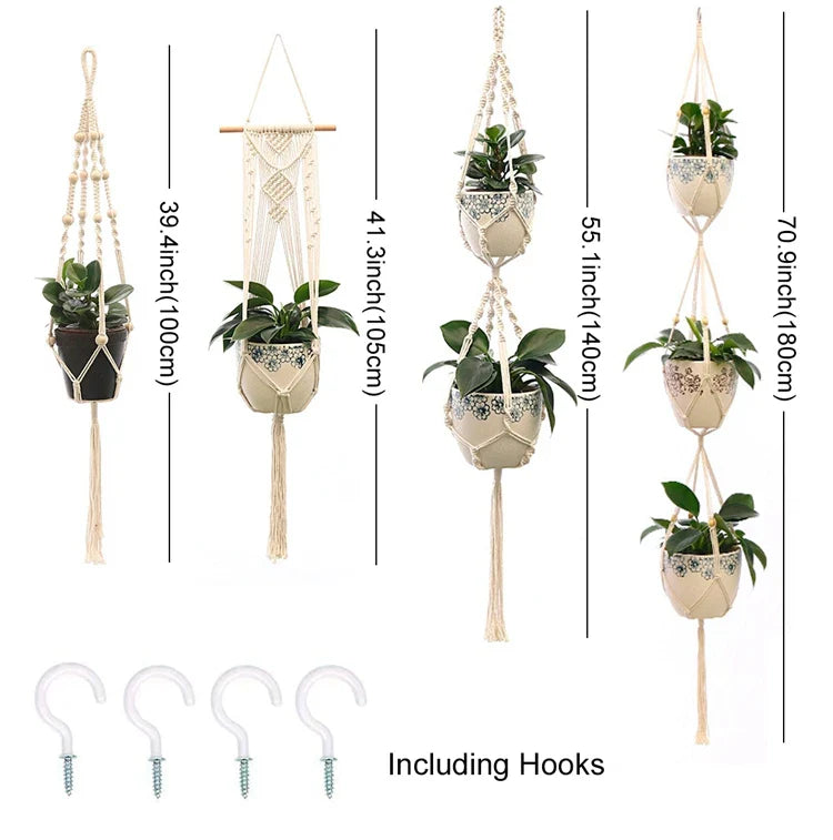 🌿 Handmade Macrame Plant Hanger – Boho Hanging Planter Basket for Indoor & Outdoor Decor