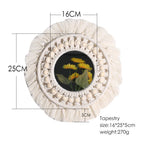Boho Macrame Round Wall Mirror – Decorative Hanging Mirror for Bedroom & Living Room - Natural Knotted Sun