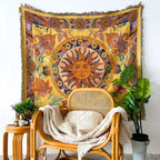 Boho Celestial & Nature-Inspired Woven Throw Blanket
