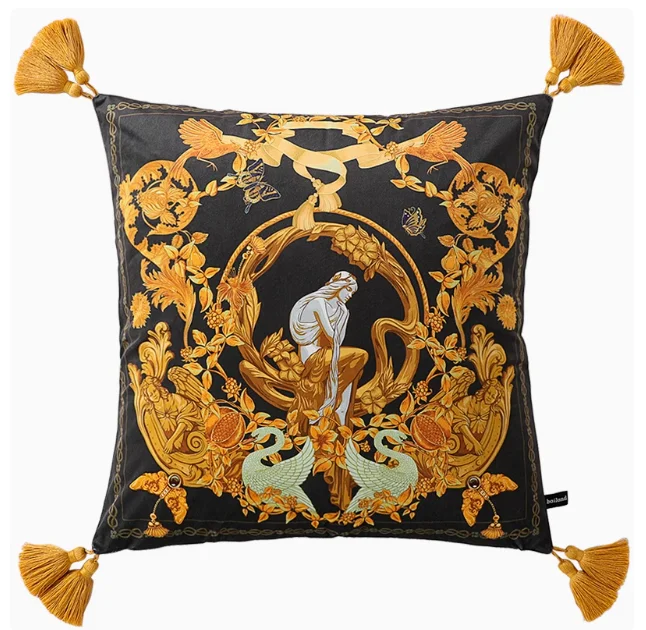 Vintage Velvet Animal Print Pillow Cover – Double-Sided Decorative Cushion for Boho & Eclectic Homes