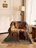 Cat Woven Throw Blanket – Jacquard Tapestry Sofa Cover for Cozy Home & Picnic Use