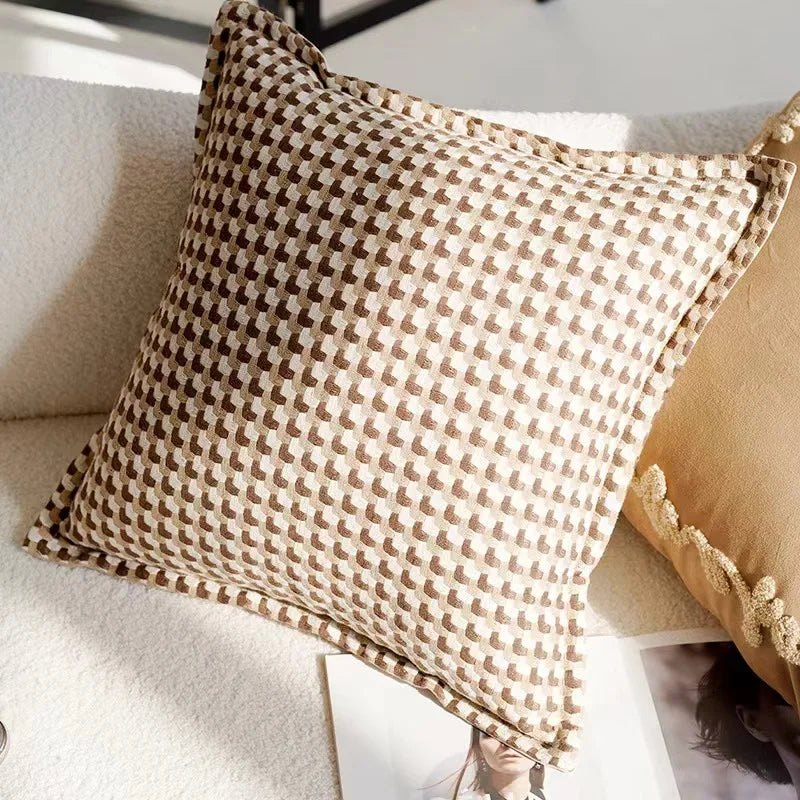 Vintage Nordic Throw Pillow Cover – Block Shapes