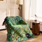Cat Woven Throw Blanket – Jacquard Tapestry Sofa Cover for Cozy Home & Picnic Use