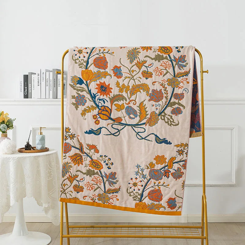 Cotton Gauze Floral Bath Towel