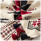 Bohemian Snowflake Fringed 100% Cotton Knit Throw Blanket