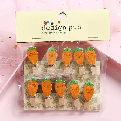 Whimsical Wooden Photo Clips (Set of 10)