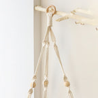 Boho Macrame Hanging Wooden Shelf – Handcrafted Floating Wall Shelf for Home Decor