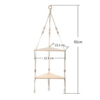 Boho Macrame Hanging Wooden Shelf – Handcrafted Floating Wall Shelf for Home Decor