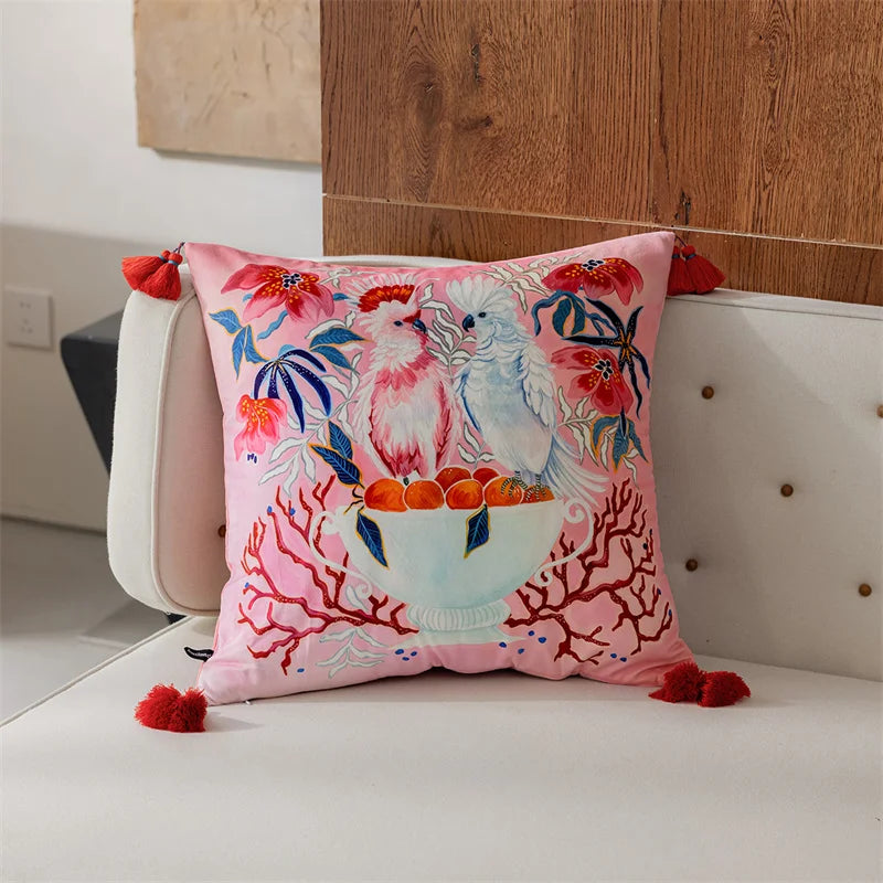 Vintage Velvet Animal Print Pillow Cover – Double-Sided Decorative Cushion for Boho & Eclectic Homes