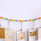 Boho Wall Hanging Photo Display with Wooden Beads & Clips