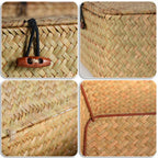 Handmade Seagrass Rattan Storage Box with Lid – Rectangular Woven Organizer Basket for Makeup, Office & Home Decor