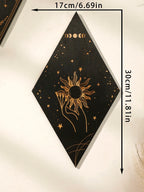 🌙 Wooden Witchy Wall Hanging – Gothic Moon, Sun, Stars & Snake Boho Decor for Mystical Bedrooms & Crafty Corners
