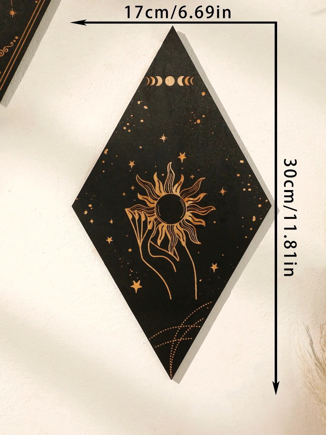 🌙 Wooden Witchy Wall Hanging – Gothic Moon, Sun, Stars & Snake Boho Decor for Mystical Bedrooms & Crafty Corners