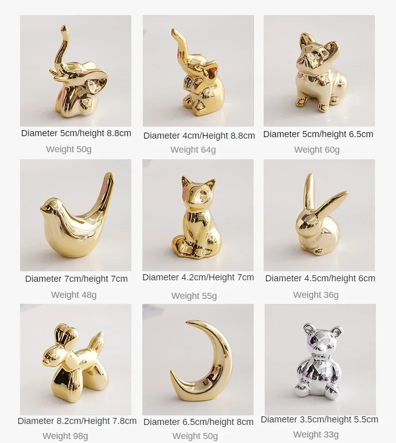 Ceramic Animal Jewelry Holder – Boho Home Decor Trinket Organizer - Rabbit