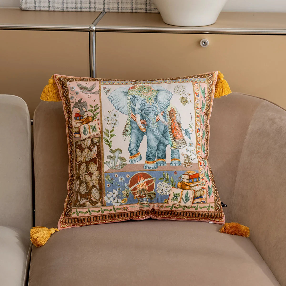 Vintage Velvet Animal Print Pillow Cover – Double-Sided Decorative Cushion for Boho & Eclectic Homes