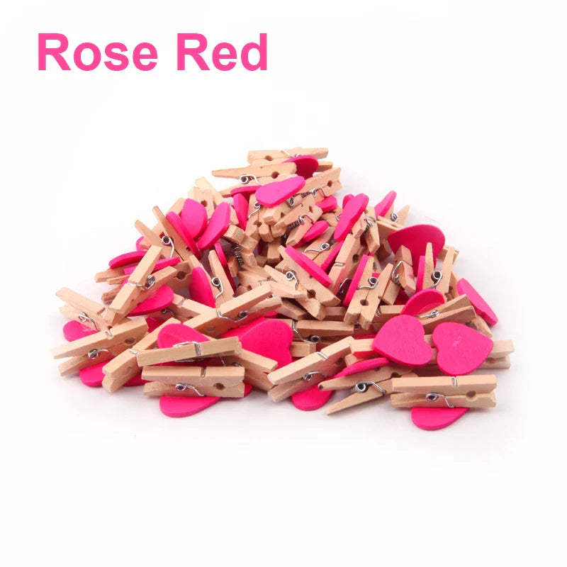 Wooden Heart Photo Clips