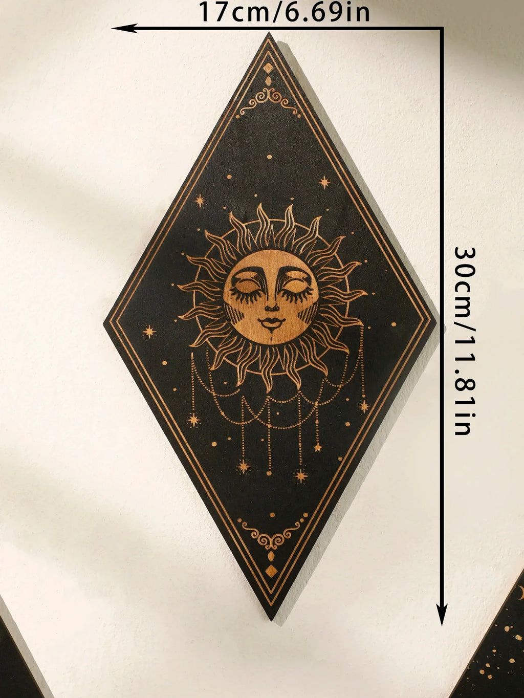 🌙 Wooden Witchy Wall Hanging – Gothic Moon, Sun, Stars & Snake Boho Decor for Mystical Bedrooms & Crafty Corners
