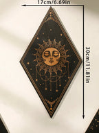 🌙 Wooden Witchy Wall Hanging – Gothic Moon, Sun, Stars & Snake Boho Decor for Mystical Bedrooms & Crafty Corners