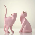 Resin Cat Statue – European-Inspired Romantic Animal Figurine for Boho Home Decor