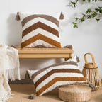 Symmetrical Geometric Stripes Pillow Cover – Boho Home Decor Accent for Sofa, Bed, or Chair