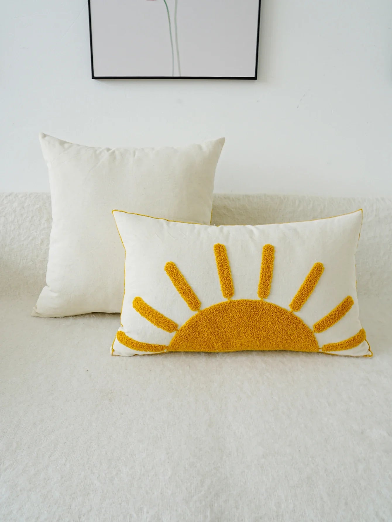Sun Tufted Embroidered Pillowcase
