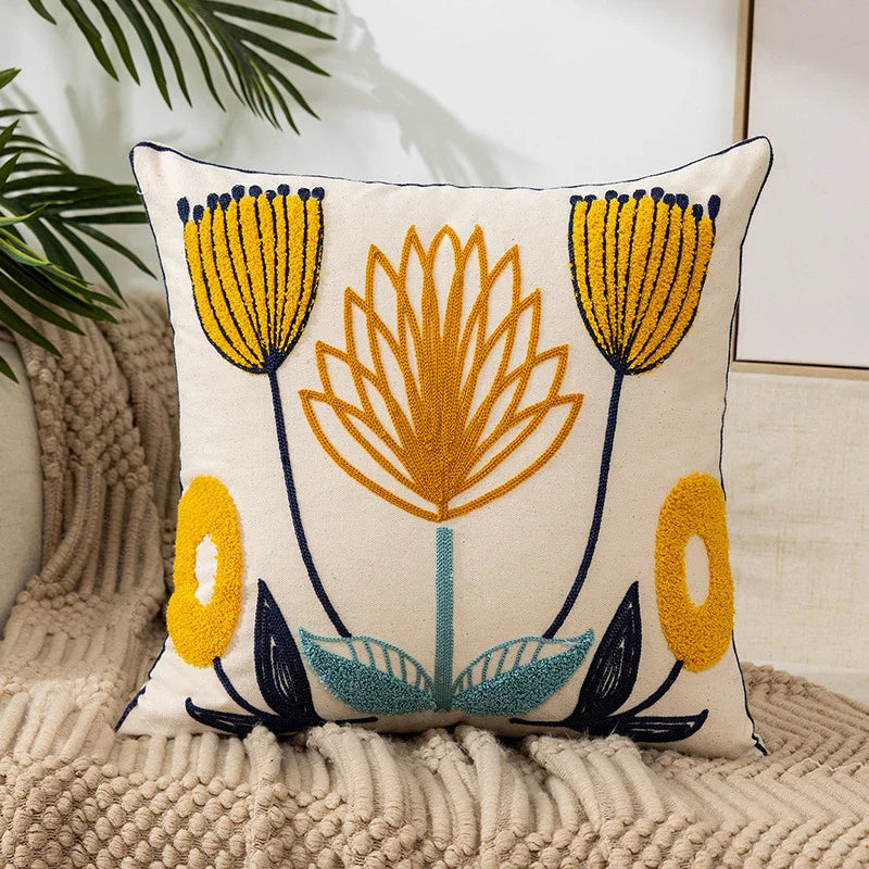 Vintage Floral Embroidered Pillowcase
