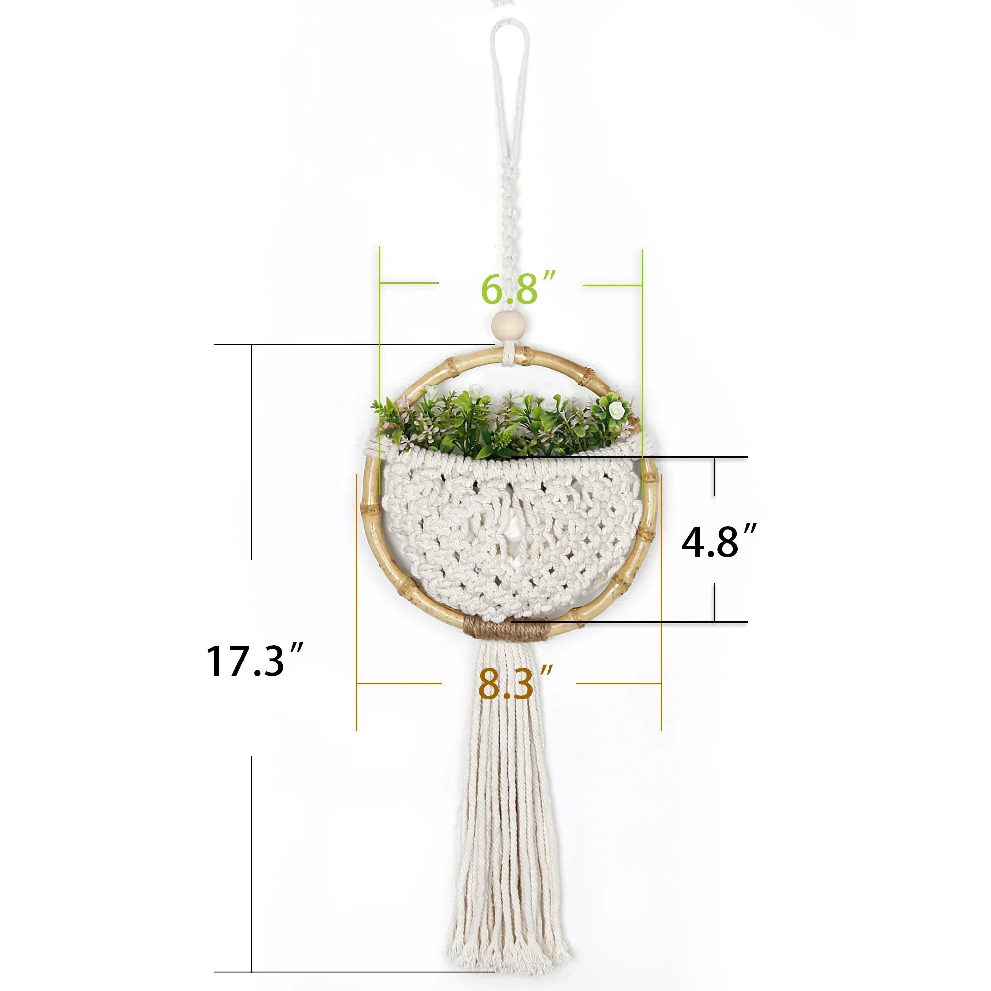 Boho Macrame Wall Hanging with Flower Pot Pocket – Handmade Nordic Round Wall Tapestry | Dorm Room & Home Decor