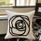 Black Rose Embroidered Cushion Cover – Nordic Chenille Pillowcase for Elegant Living Room Decor