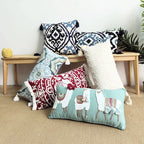 Bohemian Embroidered Cotton Throw Pillow Cover – 18 x 18 or 12 x 24 inches – Decorative Cushion for Sofa, Bed, or Lounge