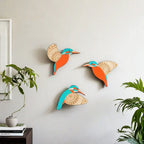 3-Piece Wooden Bird Wall Decor Set – Patterned Boho Home Decor for Indoors & Outdoors