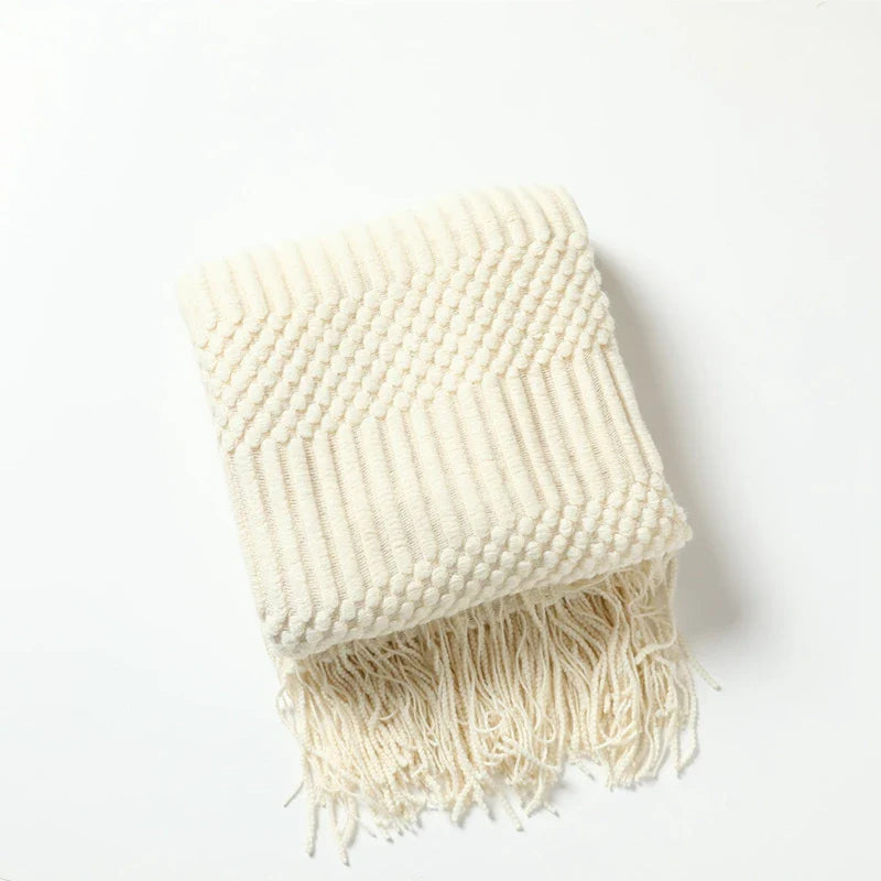 Soft Knit Fringe Throw Blanket