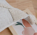 Boho Neutral Tufted & Tasseled Throw Pillow Case