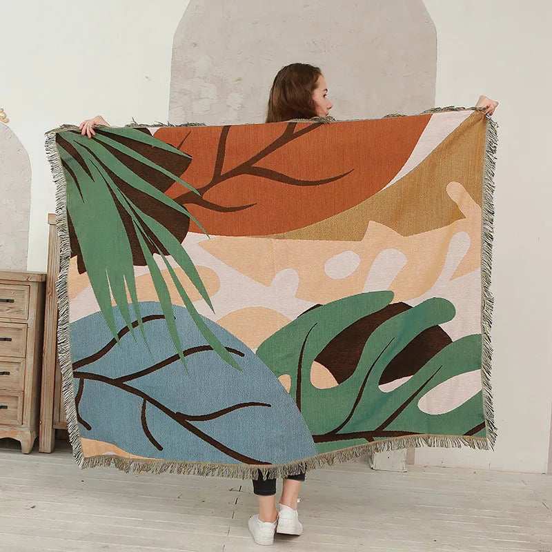 Abstract Woven Nature Throw Blanket