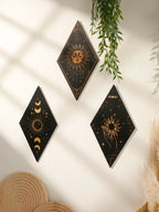 🌙 Wooden Witchy Wall Hanging – Gothic Moon, Sun, Stars & Snake Boho Decor for Mystical Bedrooms & Crafty Corners