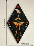 Butterfly & Moon Wooden Wall Art – Hand-Painted Nordic Boho Home Decor Accent