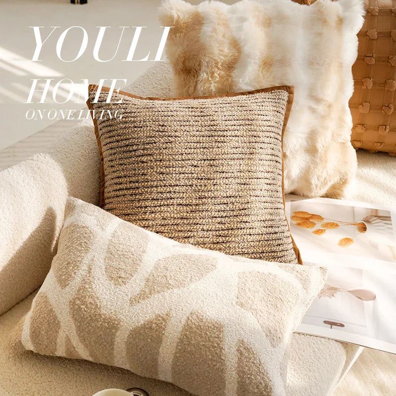Neutral Textured Throw Pillow Covers