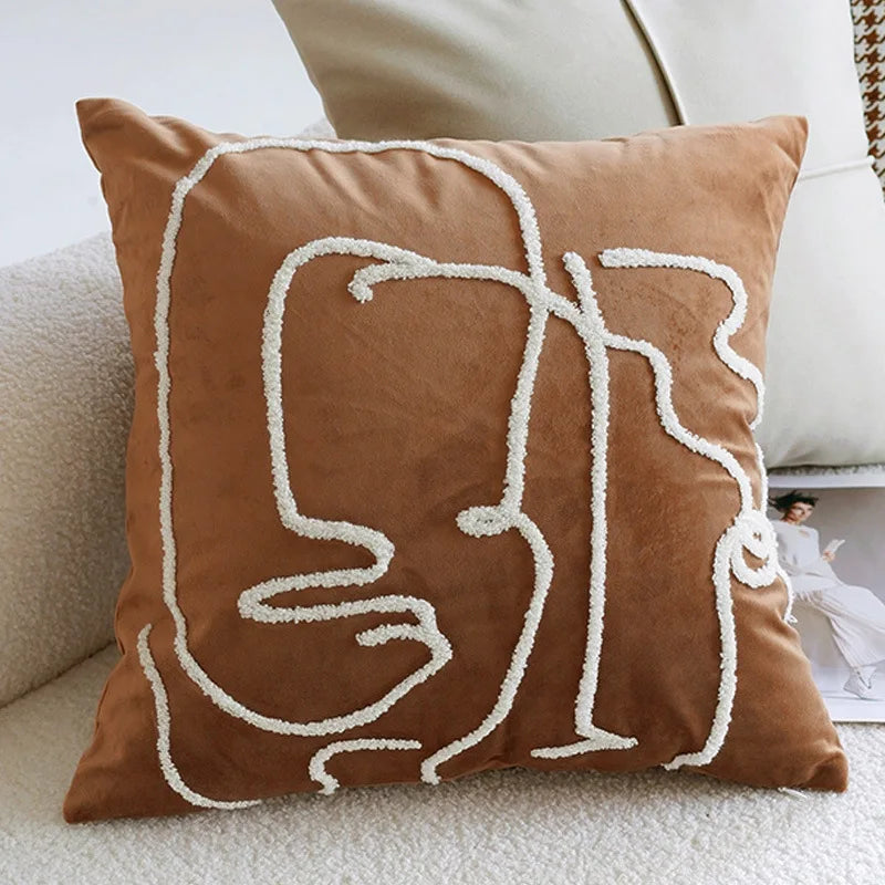 Vintage Nordic Throw Pillow Cover – Block Shapes