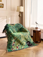 Cat Woven Throw Blanket – Jacquard Tapestry Sofa Cover for Cozy Home & Picnic Use