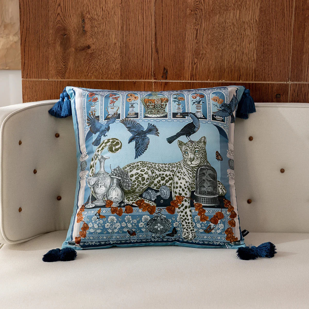 Vintage Velvet Animal Print Pillow Cover – Double-Sided Decorative Cushion for Boho & Eclectic Homes