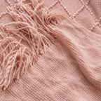 Soft Knit Boho Throw Blanket – Lightweight Acrylic Travel & Home Decor Accent with Fringe